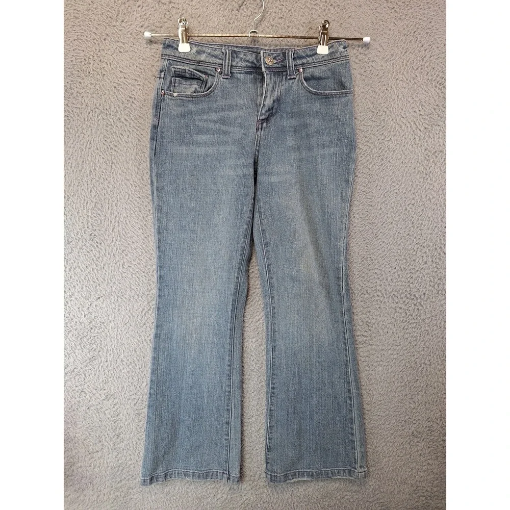 Arizona Jeans Womens 12 (Fits‎ 26x26) Med Wash Denim Rhinestone Pocket Straight